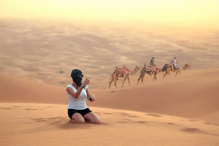 Private 4Hours Red Dunes Safari Camel Ride ,Falcon & Dune Thrills