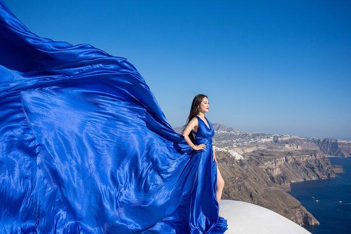 Private Flying Dress Photoshoot in Santorini