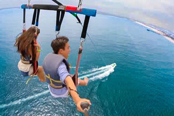 Parasailing above Turquoise Ocean Waters in Montego Bay