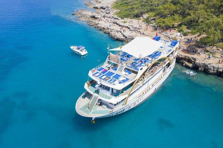From Antalya to Kemer Mega Star Boat Trip Lunch & Hotel pick up