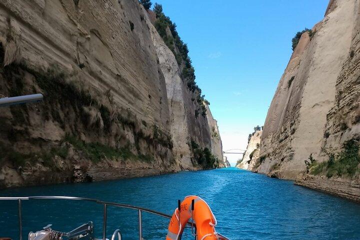 Corinth Canal & Saronic Gulf GlassBottom Cruise: 4h Swim & Buffet