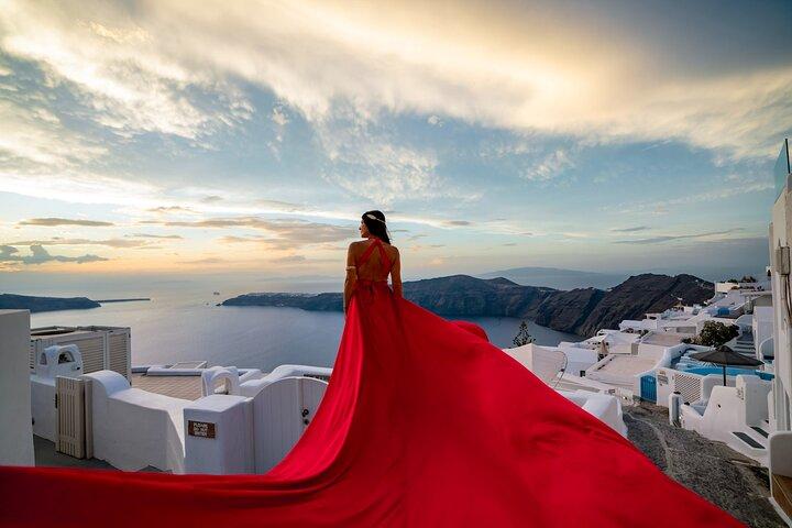 Flying Dress Photoshoot Experience in Santorini