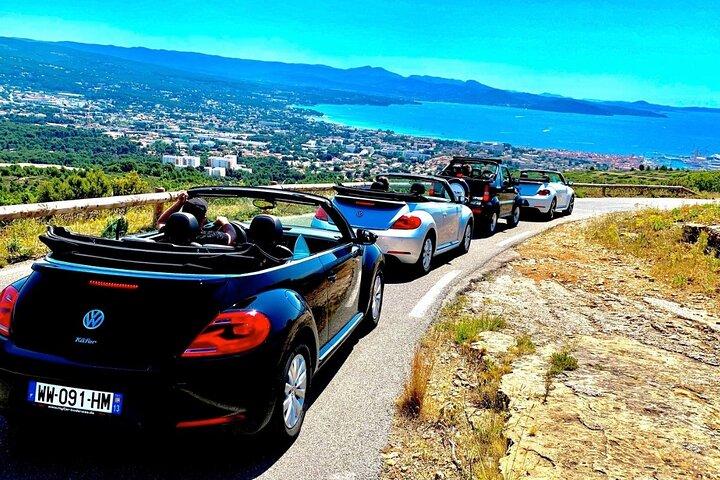 Drive by cabriolet from Marseille cruise port to cassis