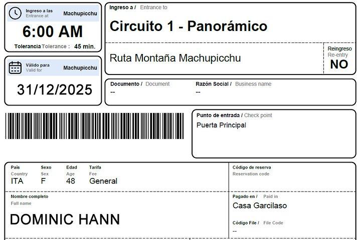 Buy your Machu Picchu Mountain ticket
