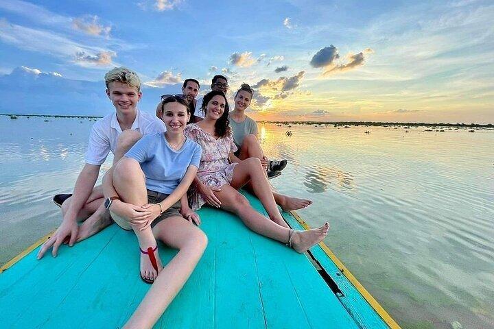 Sunset Kampong Phluk stilts home village on the Tonle Sap