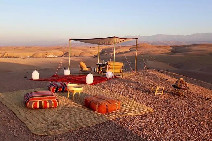 Private Luxury Agafay Sunset Dinner & Fire Show Experience by 4x4