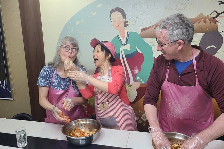 Hands-on Kimchi Making & Kimchi Jeon + Makgeolli in Myeongdong