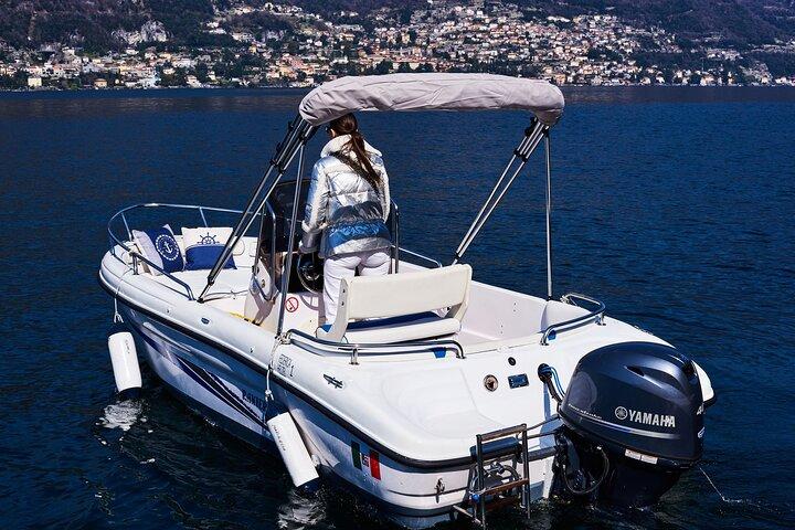 Self Drive Boat Lake Como - No License - Sunshade - 7ppl