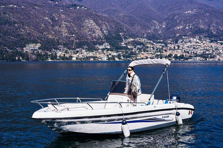 Self Drive Boat Lake Como - No License - Sunshade - 7ppl