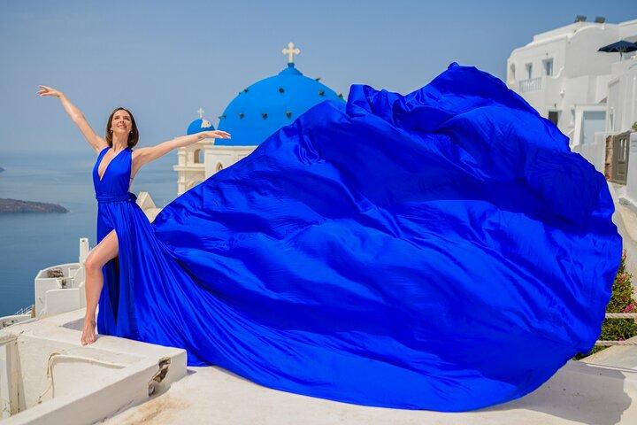 Santorini Flying Dress Photoshoot