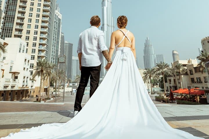 Dubai Burj Khalifa Flying Dress Photoshoot