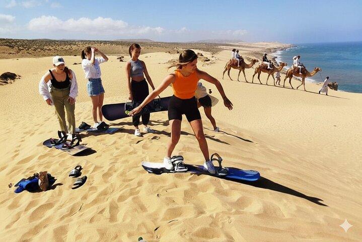 Agadir 3-in-1 Desert Tour: Sandboarding, Sunset Camel Ride & BBQ