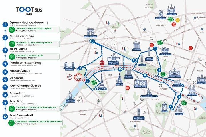 Paris Tootbus Hop-On Hop-Off Tour and Versailles Palace Entrance