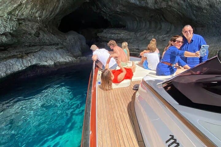Private Exclusive Boat Capri Tour and City with Aperitif and swim