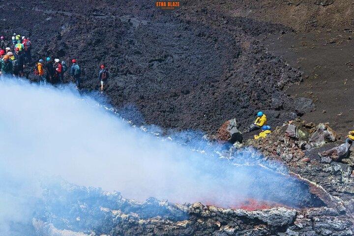 Etna at 3000 meters between craters with drone video