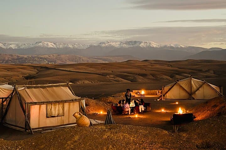 Private Luxury Agafay Sunset Dinner & Fire Show Experience by 4x4