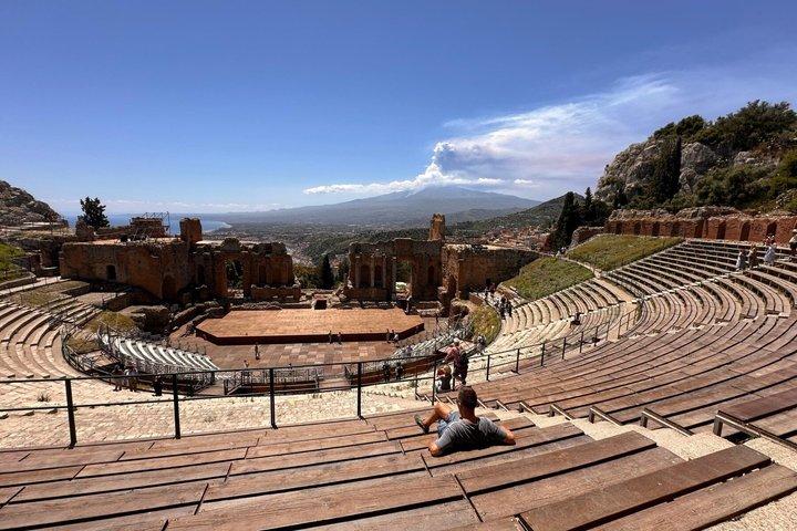 Taormina with Greek theatre and Castelmola from Catania Tour