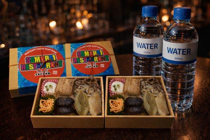 Sukiyaki bento+1 bottled water: Samurai Restaurant in Shinjuku+18