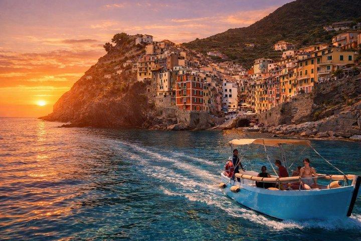 Cinque Terre Sunset Tour by Private Boat with Pesto and Typical Wine