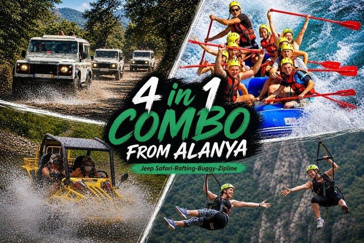 Jeep Safari, Rafting , Buggy and Zipline Combo Tour from Alanya