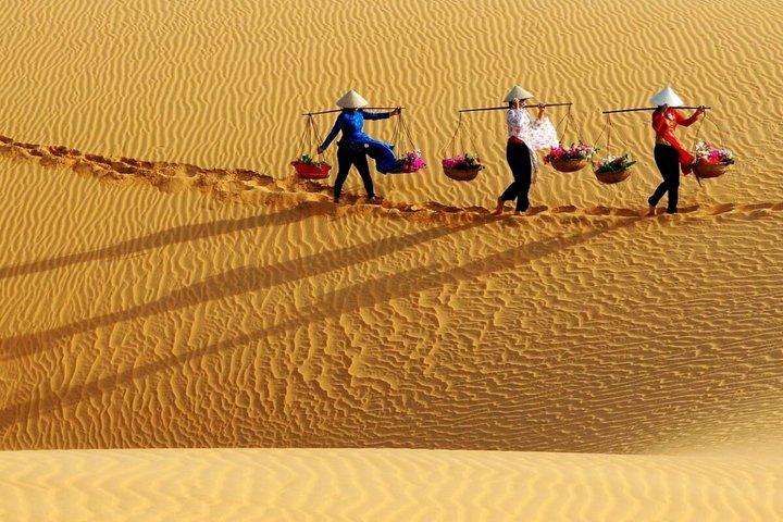 Mui Ne Vietnam Fishing Village with Sand Dunes and Sunset