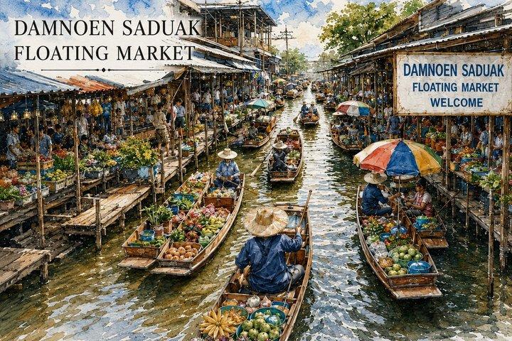 Private Tour to Railway and Floating Markets with Thai desserts