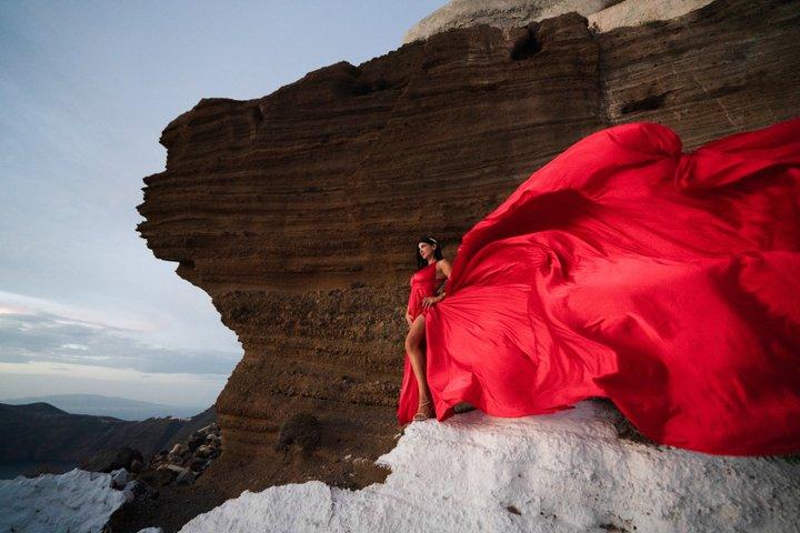 Flying Dress Photoshoot Experience in Santorini