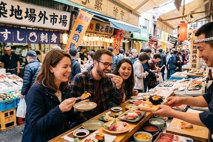 Toyosu Market Morning Tuna Auction and Tsukiji Food Tour with Licensed Guide