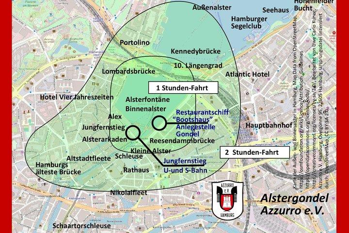 2h pure Alster! Exclusive ride in original Venetian gondola