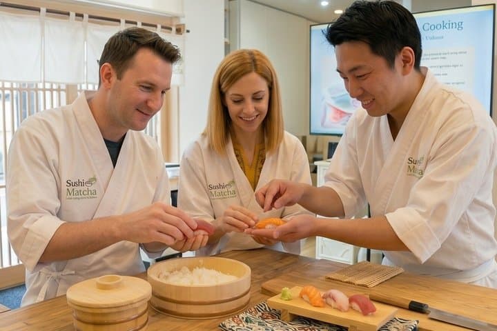 Asakusa Tokyo Sushi Making Class : Sake Ceremony & Whisk Matcha
