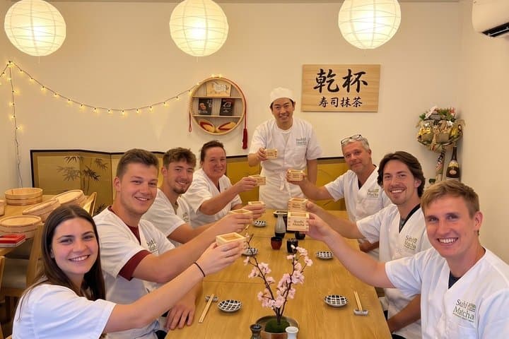 Asakusa Tokyo Sushi Making Class : Sake Ceremony & Whisk Matcha
