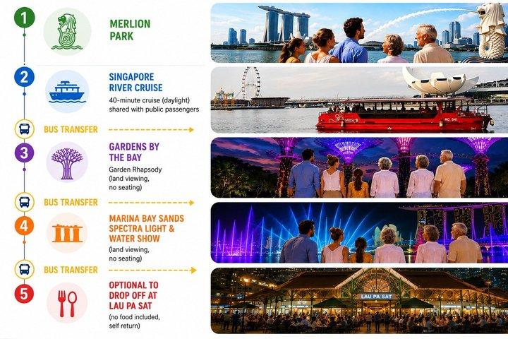 Singapore River Cruise and 2 Must-see Water Light Shows