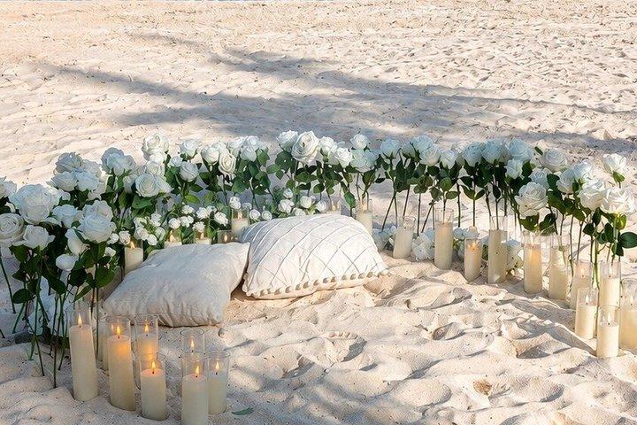 romantic picnic with a view of the caribbean sea