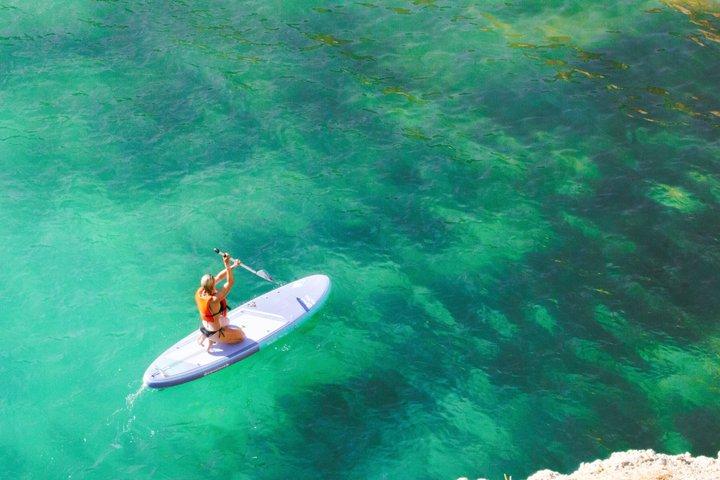 Albufeira: Sunset SUP Caves Tour w/Free Professional Photos